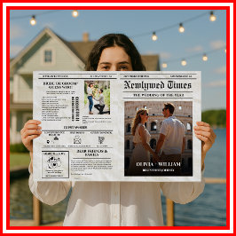 Zeitungshochzeitprogramm Vintage Einmalzeitschrift Karte