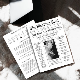 Zeitungsinformationen Zeitleiste Foto Hochzeit Einladung