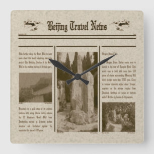 Zeitungsmauer Quadratische Wanduhr