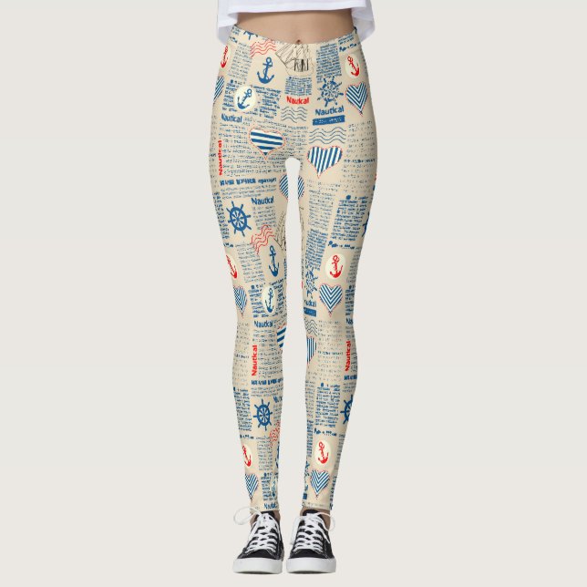 Zeitungsmuster Leggings (Vorderseite)