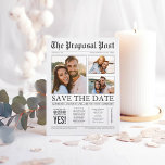 Zeitungsnachrichten Einzigartig Drei Fotos Save th Ankündigungspostkarte<br><div class="desc">Extra News! Zeitungsstil lustig und einzigartig Save the Date Foto Postkarten.</div>