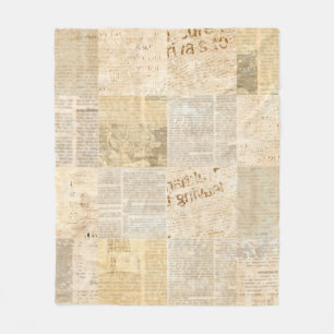 Zeitungspapier Grunge gealtertes Newsprint-Muster Fleecedecke