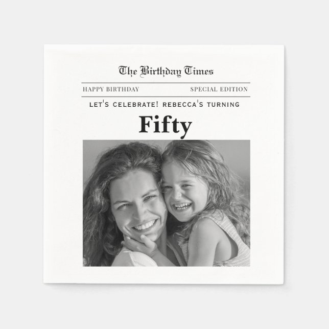 Zeitungspapier Servietten zum 50. Geburtstag (Vorderseite)