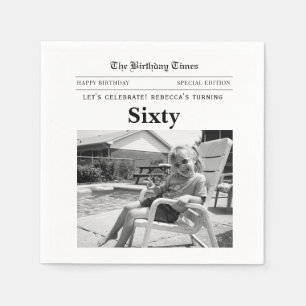Zeitungspapier Servietten zum 60. Geburtstag