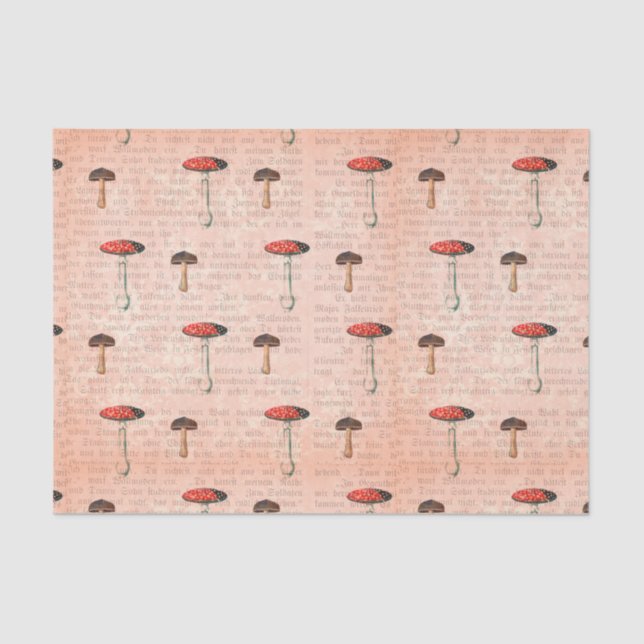 Zeitungspapier und Pilze Seidenpapier (Vorderseite)