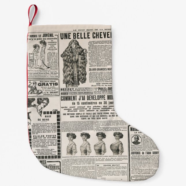 Zeitungsseite mit antiker Werbung Kleiner Weihnachtsstrumpf (Vorderseite)