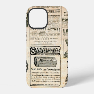 Zeitungsseite mit Werbung - Vintage-Stich iPhone 12 Hülle