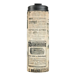 Zeitungsseite mit Werbung - Vintage-Stich Thermosbecher
