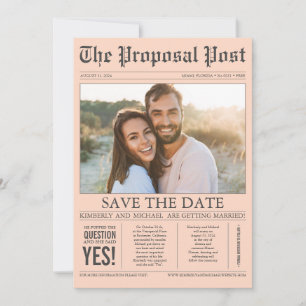 Zeitungsstil Drucke Pfirsichpfirsich Save the Date
