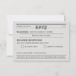 Zeitungsstil-Hochzeits-RSVP-Antwortkarte RSVP Karte