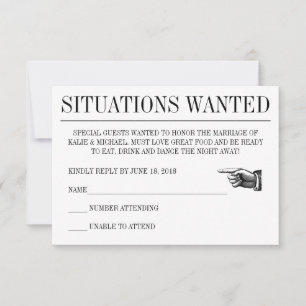 Zeitungsstil-Hochzeitsantwortkarte RSVP Karte