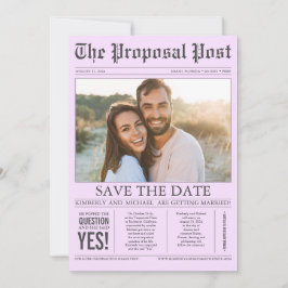Zeitungsstil Licht Lila Save the Date Foto
