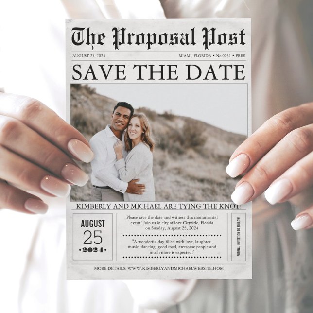 Zeitungsstil Lustig Save-the-Date-Foto Save The Date (Von Creator hochgeladen)