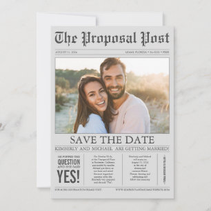 Zeitungsstil Spaß Graues Foto Save The Date