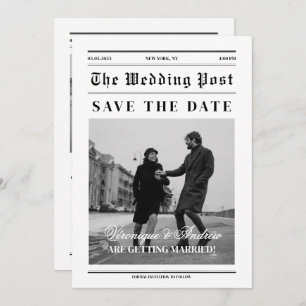 Zeitungsstil Spaß Save the Date Foto Einladung