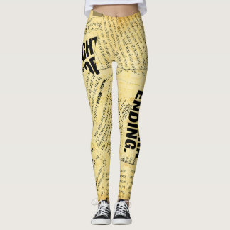 Zeitungstext mit altem Papier Leggings