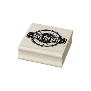 Zeitungsthema Save the Date! mit Stempeloptik Gummistempel