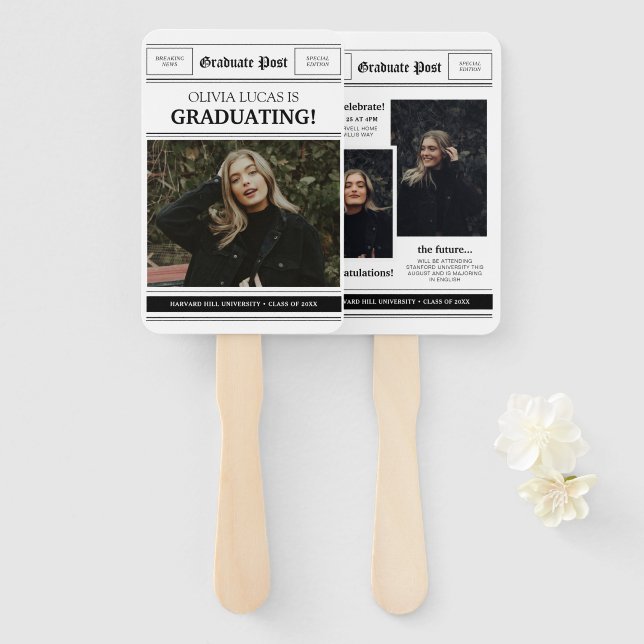 Zeitungsthemen-Foto-Collage-Abschluss Fächer (Vorne und Hinten)