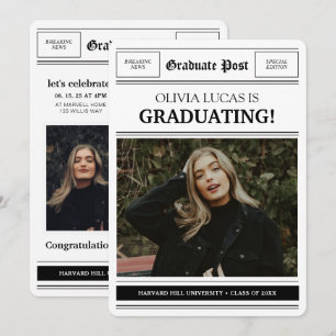 Zeitungsthemen-Foto-Collage-Abschlussfeier Einladung