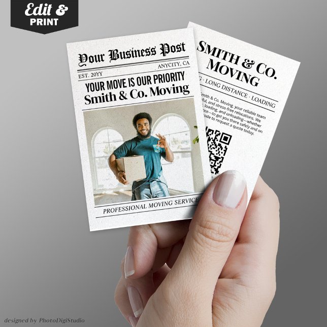 ZeitungsVisitenkarte, Verpackung und Umzug Telefonnummerkarte (Newspaper Business Card, Packing & Moving Services Calling Card)