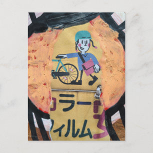 Zeitungszusteller-Collage Postkarte