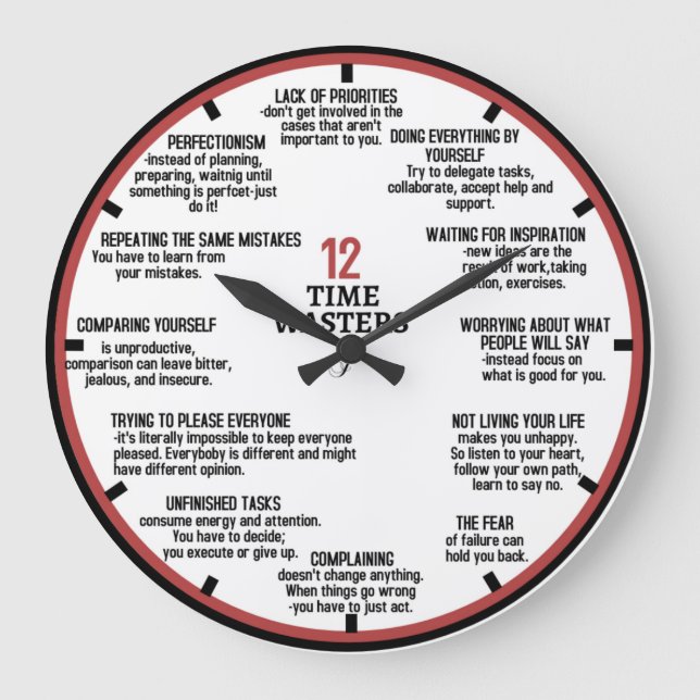 Zeitverschwender Große Wanduhr (Vorderseite)
