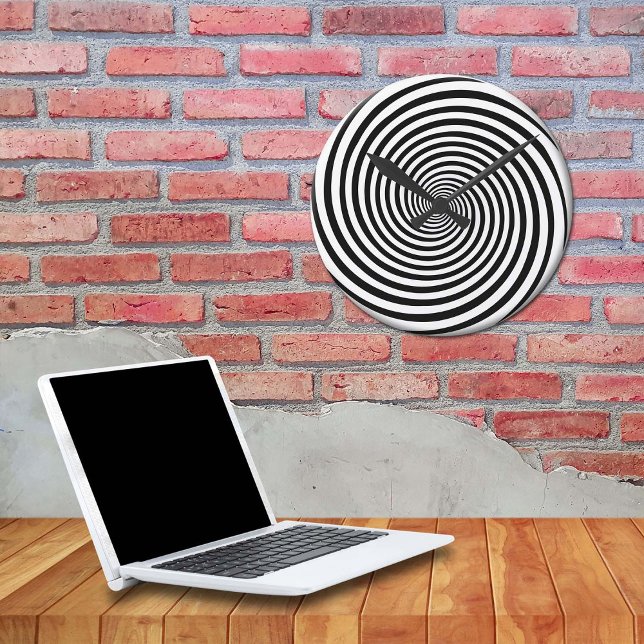 Zeitverschwenderische Hypnose Runde Wanduhr (Add a twist to your space with our black and white Hypnosis spiral wall clock!)
