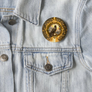 Zeitwächter-Rabe – Gothic Clockwork Button
