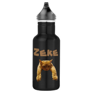 Zeke Name mit lustiger, blauer Katze, Wasserflasch Edelstahlflasche