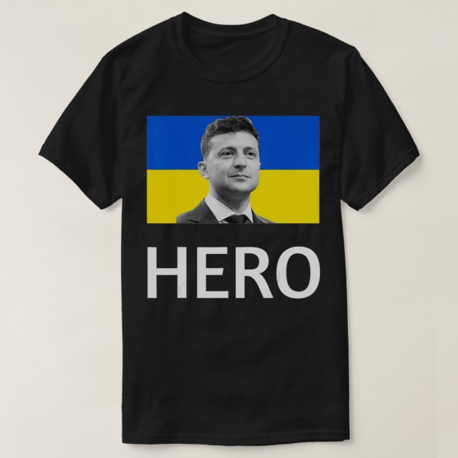 Zelensky Hero, ukrainische Flagge, Präsident Wolod T-Shirt (Design vorne)