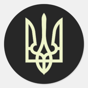 Zelensky-Signatur Grün mit ukrainischem Wappen Runder Aufkleber