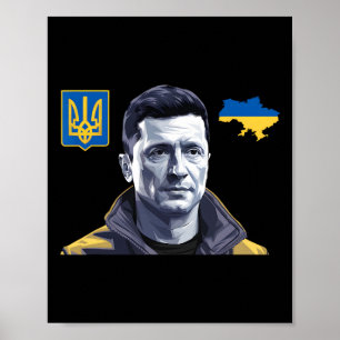 Zelensky Ukraine Vintage Ukrainische Flagge Unters Poster