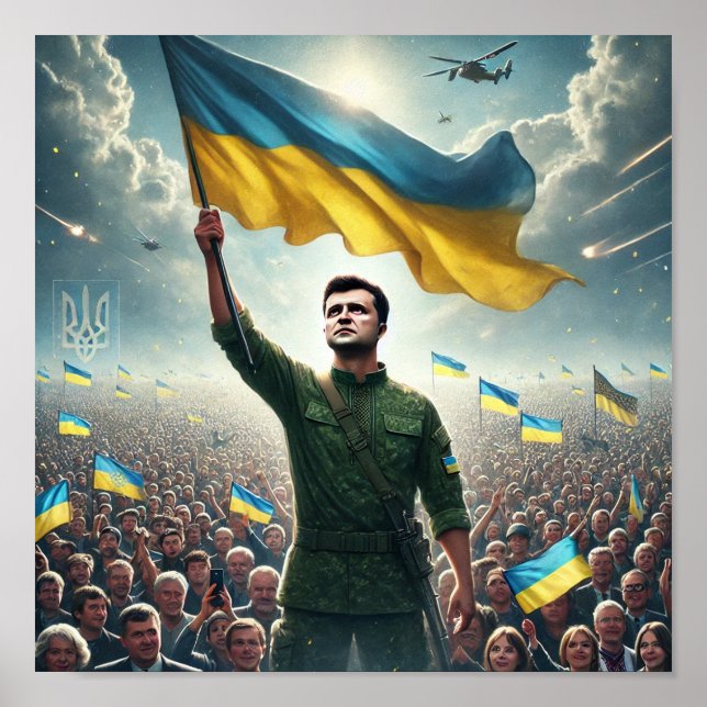 Zelenskyy Ukraine Kundgebung Poster Print (Vorne)