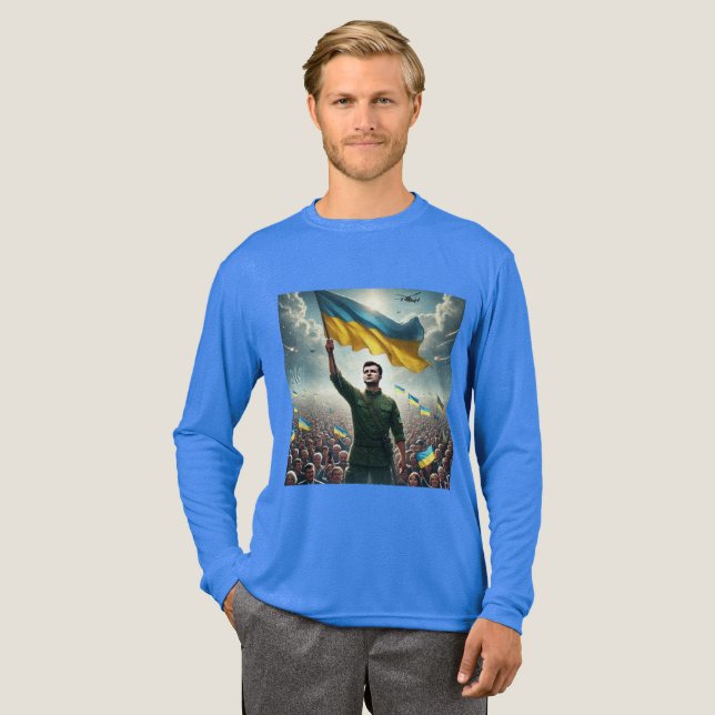 Zelenskyy Ukraine Kundgebung Tri-Blend Shirt (Volle Vorderseite)