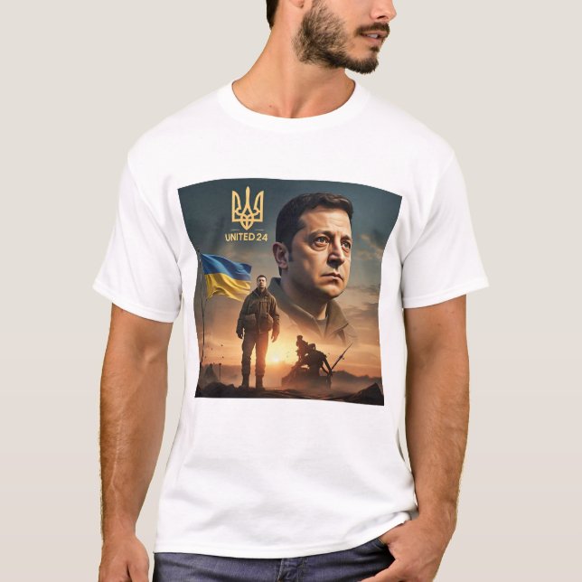 Zelenskyy Ukraine Stärke United24 Tribute-Hemd T-Shirt (Vorderseite)