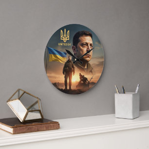 Zelenskyy ukrainischer Präsident Wall Clock Große Wanduhr