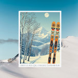 Zell am See Austria Europa Skiurlaub Postkarte<br><div class="desc">Servus aus den schneebedeckten Bergen von Zell am See Kaprun,  Österreich,  in Europa! Wir hoffen,  dass Sie einen wunderschönen Skiurlaub haben. Diese Postkarte zeigt eine wunderschöne,  blau-graue Berglandschaft mit Retro-Skischulen in orangefarbenem Stammesmuster. Alle Textsätze können an Ihren Anzug angepasst werden!</div>