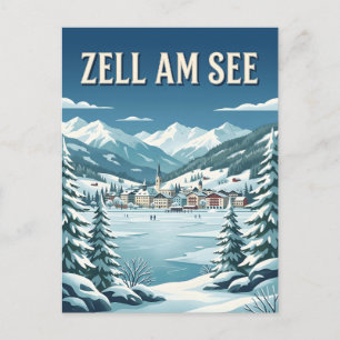 Zell am See Österreich Schneeposter Alpensee Postkarte