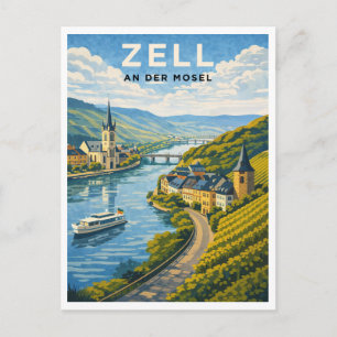 Zell Deutschland Vintage-Reise-Kunst Postkarte