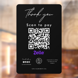 Zelle QR Code Logo Scan to Pay Vielen Dank Schwarz Fensteraufkleber