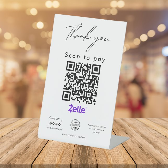 Zelle QR Code Logo Scan to Pay Vielen Dank Sockelschild (Von Creator hochgeladen)