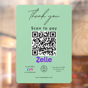 Zelle QR-Code-Logo Vielen Dank Scan to Pay Fensteraufkleber