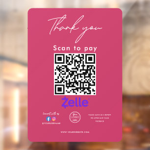 Zelle QR-Code-Logo Vielen Dank Scan to Pay Fensteraufkleber