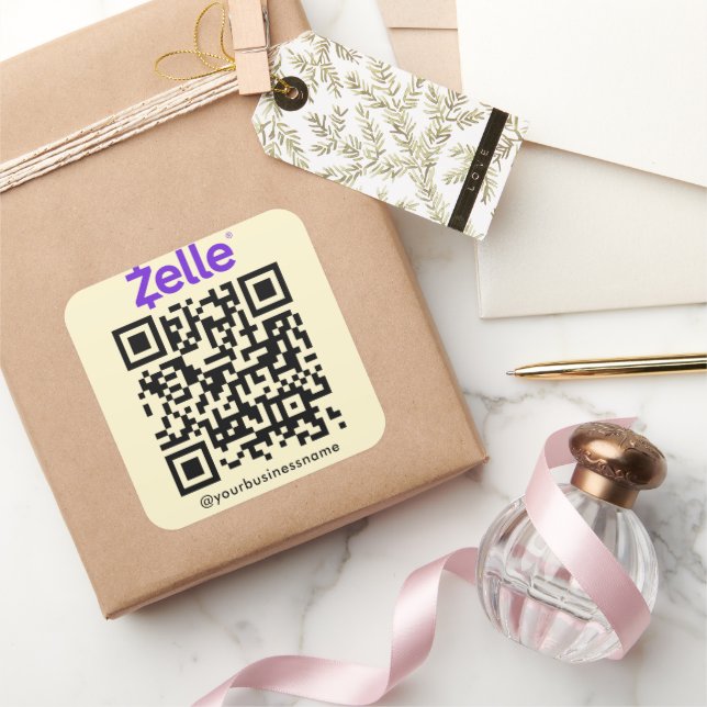 Zelle QR Code Payment Scan zu bezahlen Soft Groovy Quadratischer Aufkleber (Schenken)