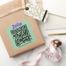 Zelle QR Code Payment Scan zu zahlen Minze grün Quadratischer Aufkleber