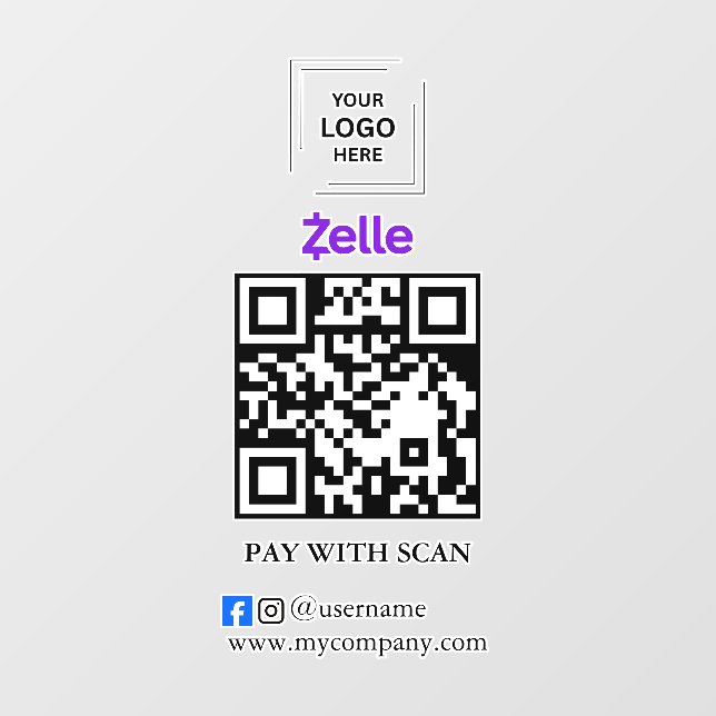 Zelle QR-Code-Scan-to-Pay-Fensteraufkleber Fensteraufkleber (Blatt)