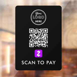 Zelle QR Code Scan zu bezahlen Moderne Logos schwa Fensteraufkleber