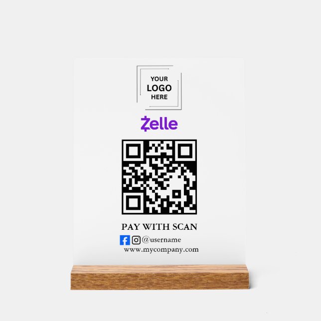 Zelle QR-Code-Scan zum Bezahlen Acryl Geschäftssch Acrylschild (Vorderseite)