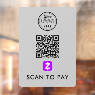 Zelle QR Code Scan zur Bezahlung moderner Logos Gr Fensteraufkleber