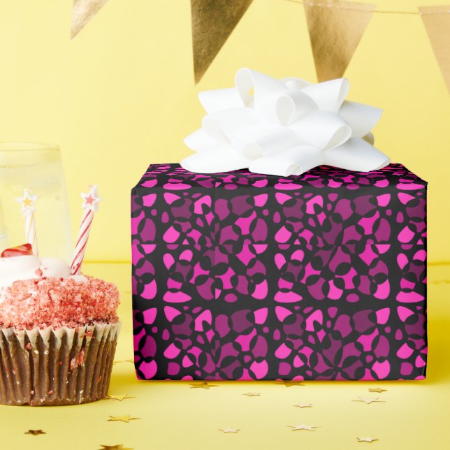 Zellen Abstraktion Black Magenta Fuchsia Gradient Geschenkpapier (Geburtstagsparty)